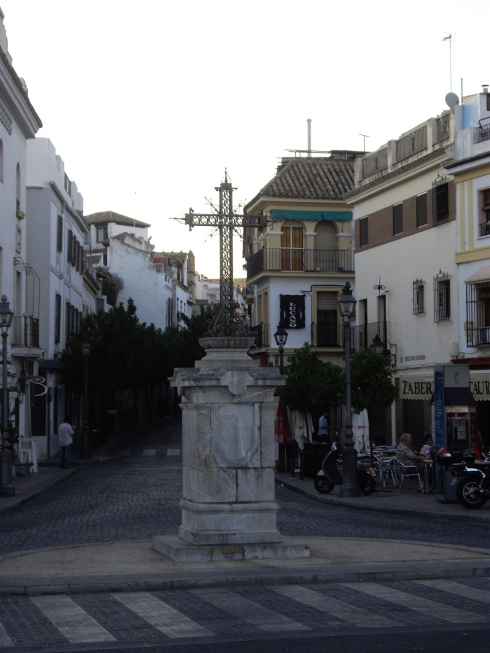 Crucifix at bottom of Calle de la Feria and opposite Puente de San Gabriel